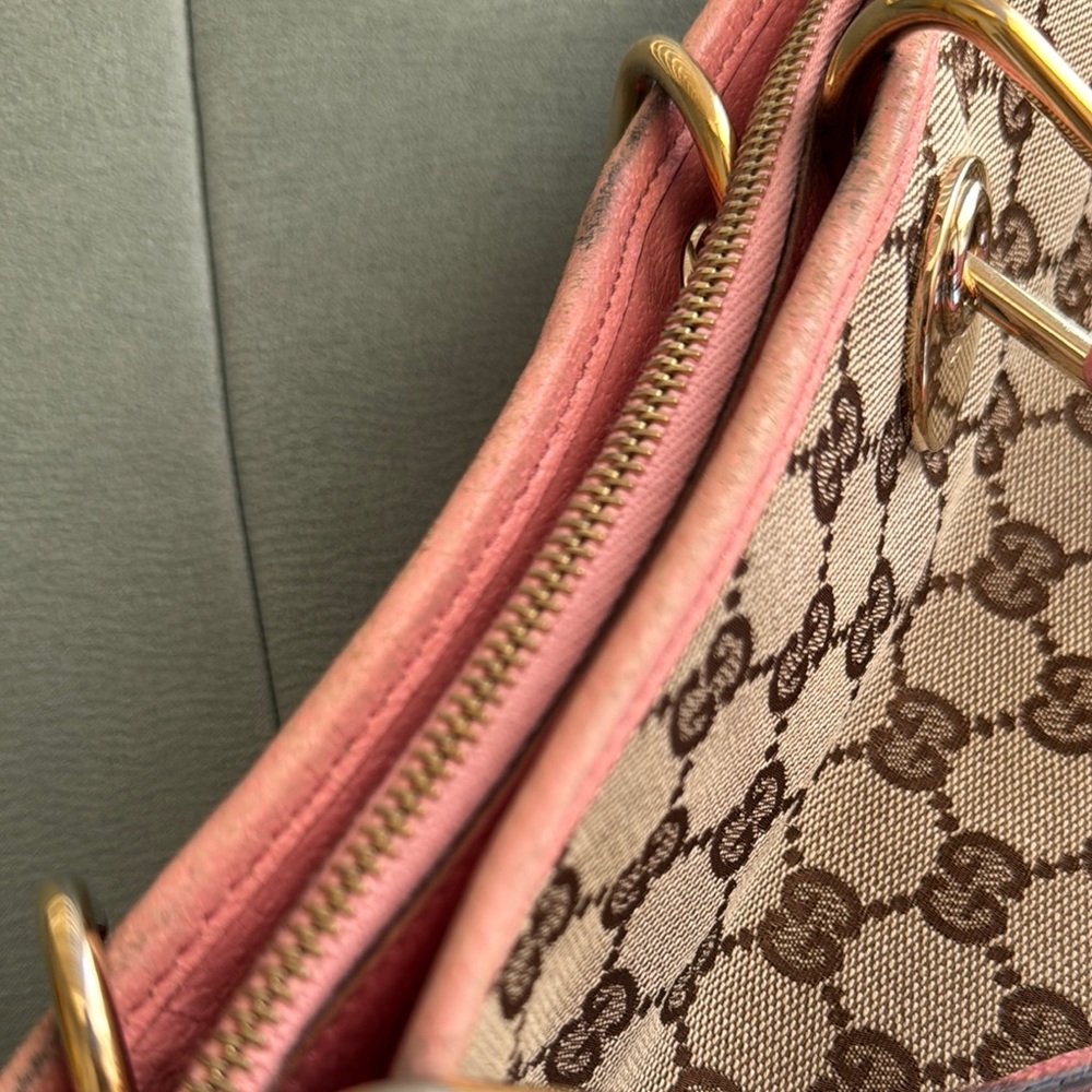 Gucci Pink and Brown Monogram Tote Bag